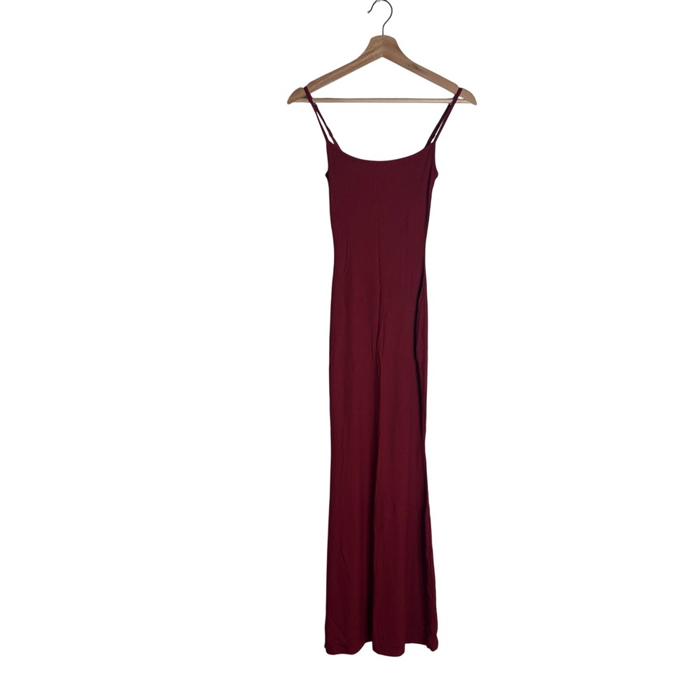 SKIMS Soft Lounge Long Slip Dress Women's Ribbed Maxi Brick XS